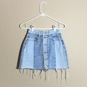 PacSun Distressed Two-Toned Denim Jean Skirt 24